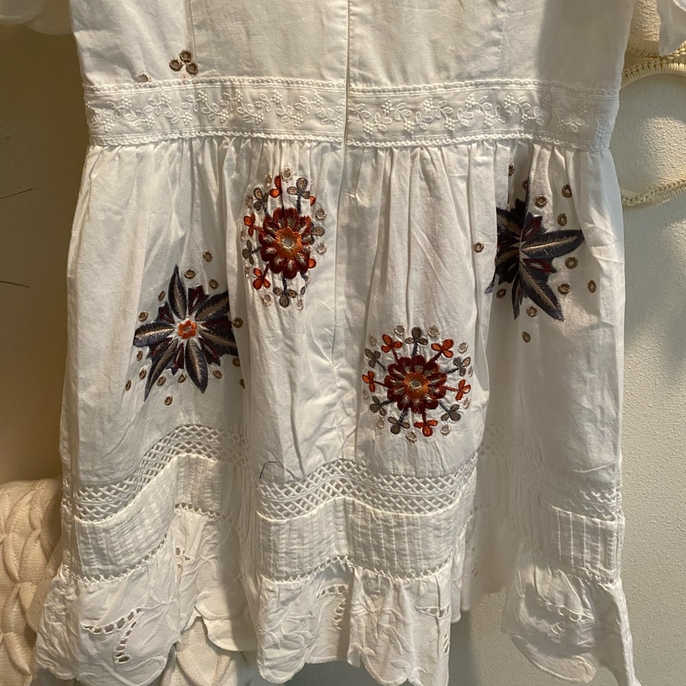 French connection size 2 Sz S BITON embroidered cotton mini summer white multi - Picture 9 of 11